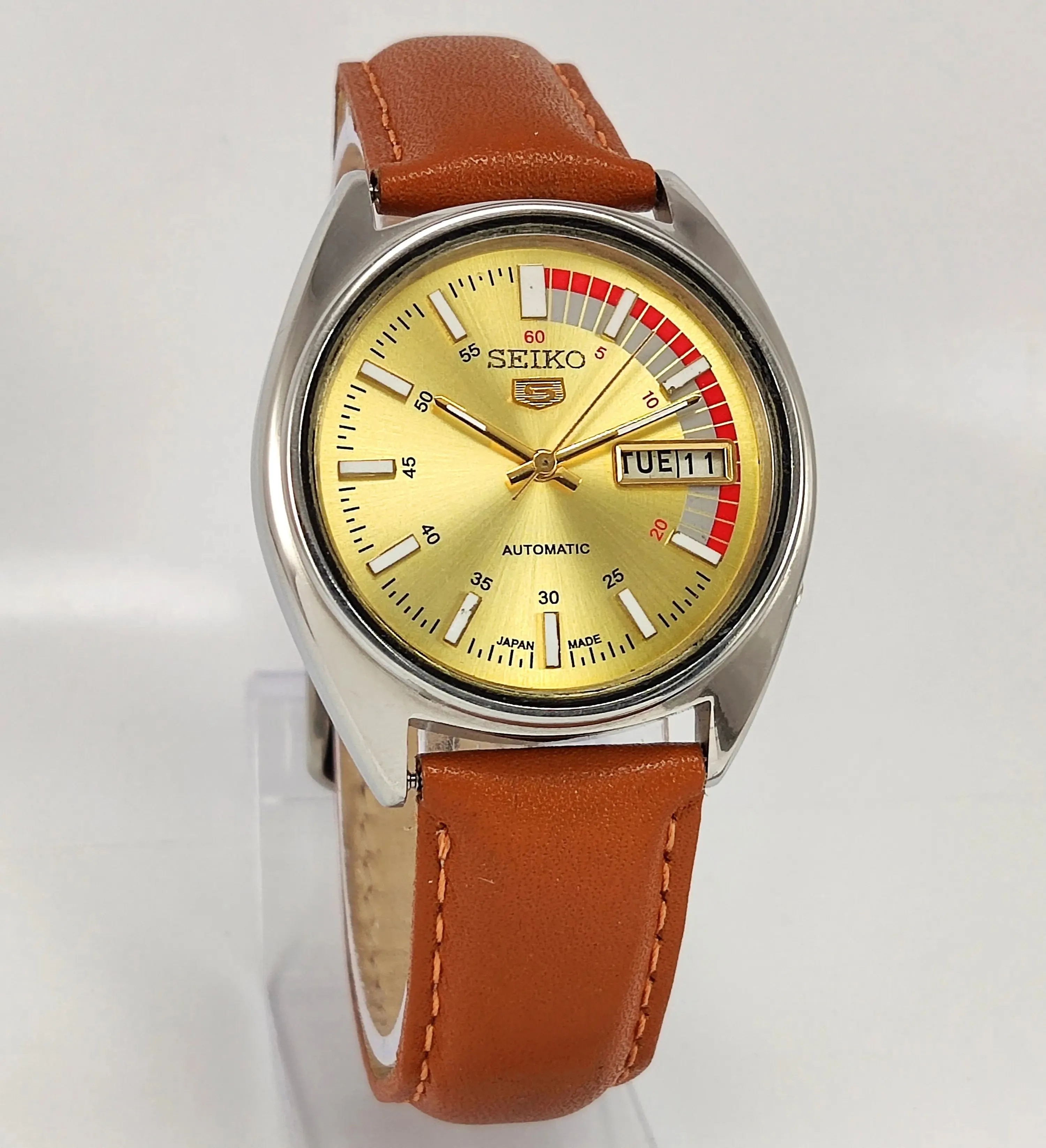 Seiko 5 6309 Golden Dial 17 Jewels Automatic Day Date Men's Watch