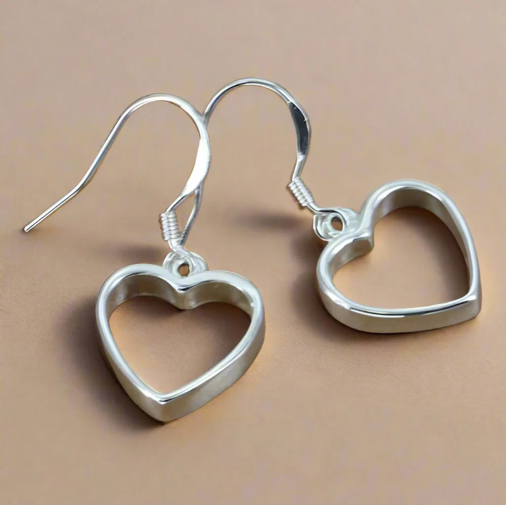 Silver Dangling Heart 3D Earrings for Women by Feshionn IOBI