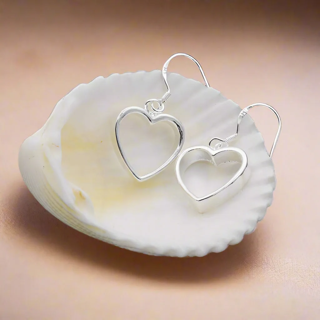 Silver Dangling Heart 3D Earrings for Women by Feshionn IOBI