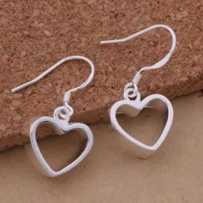 Silver Dangling Heart 3D Earrings for Women by Feshionn IOBI