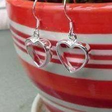 Silver Dangling Heart 3D Earrings for Women by Feshionn IOBI