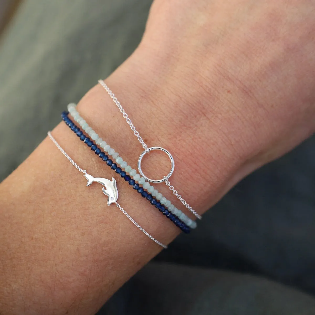Silver Dolphin on Fine Chain Bracelet