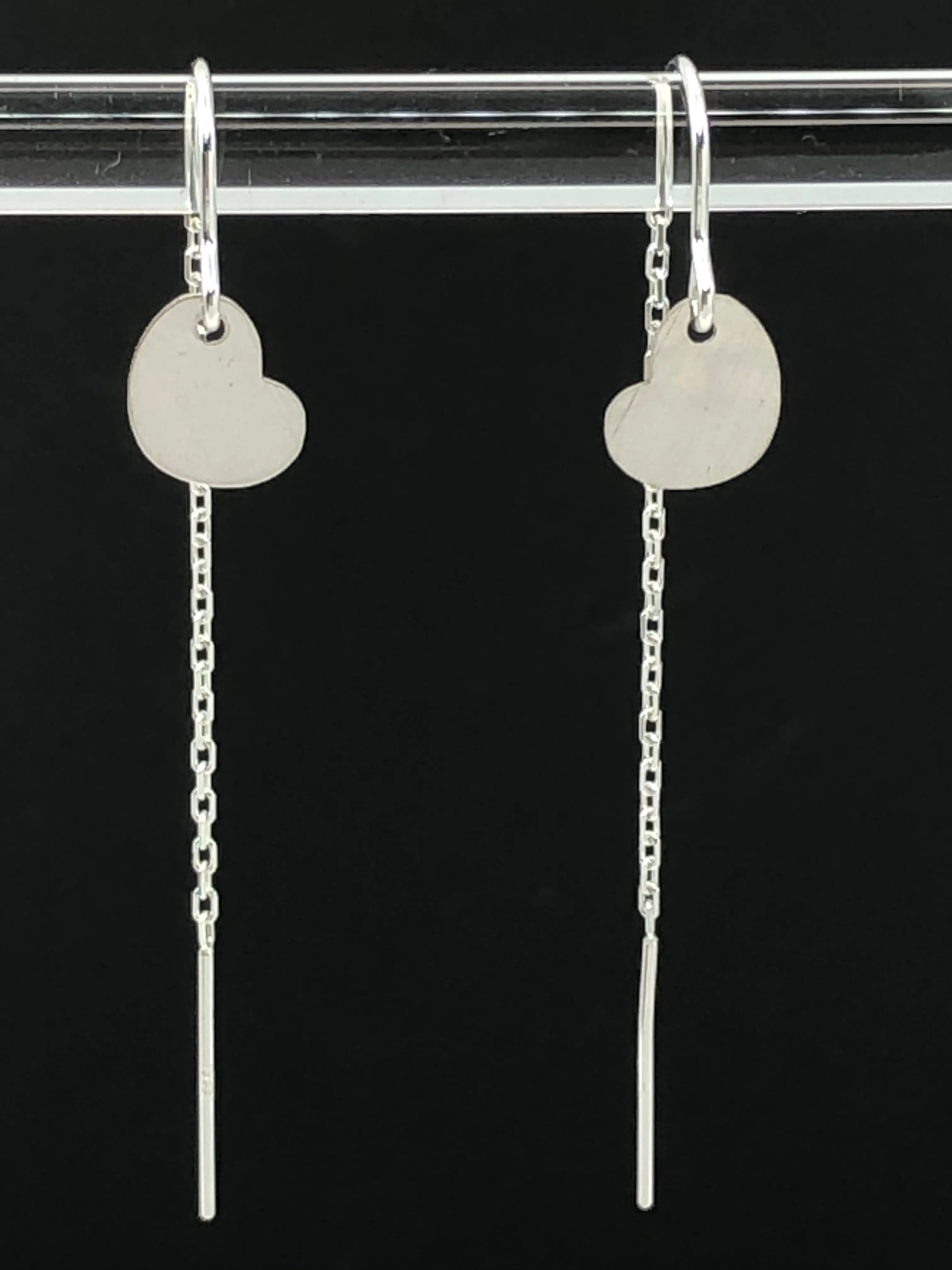 Silver Heart Threader Earrings