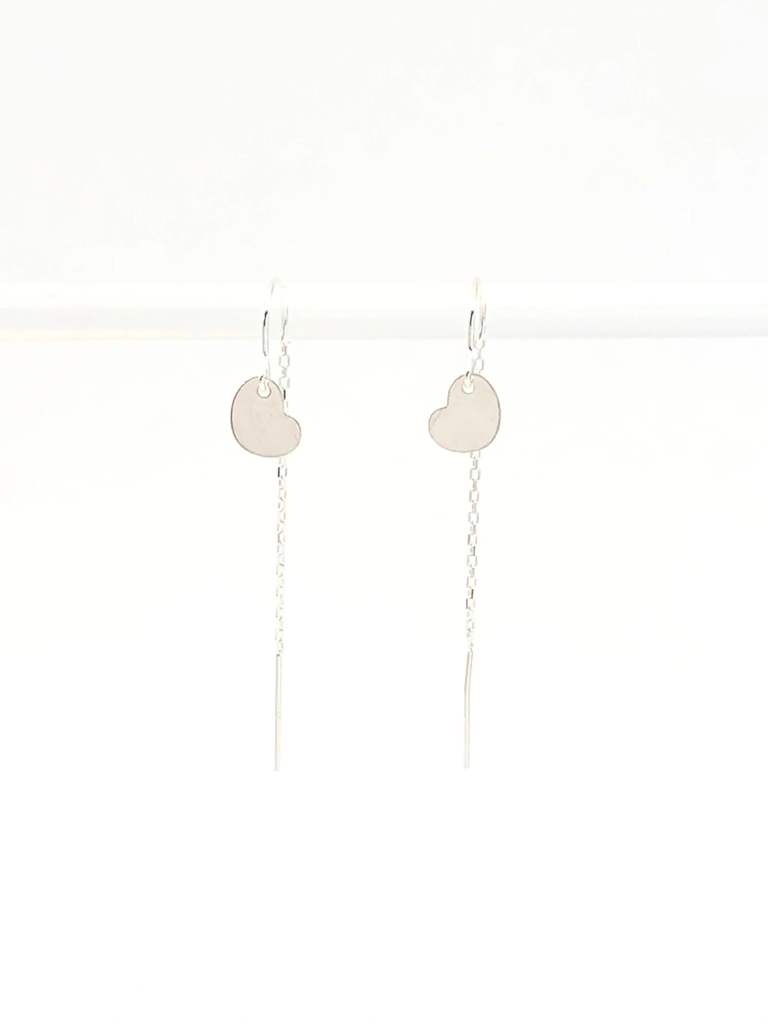 Silver Heart Threader Earrings