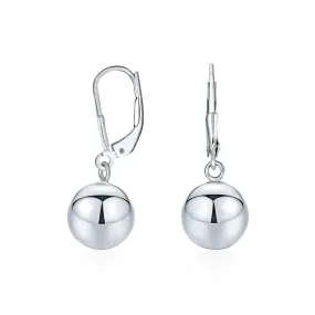 Simple Rose Gold Drop Ball Earrings Sterling Silver 6MM 8MM 10MM Beads