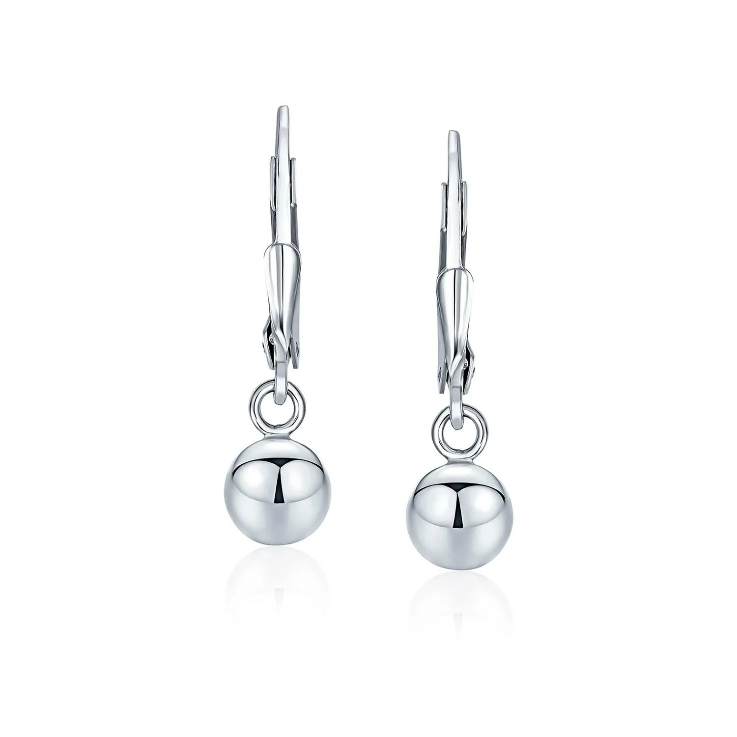 Simple Rose Gold Drop Ball Earrings Sterling Silver 6MM 8MM 10MM Beads