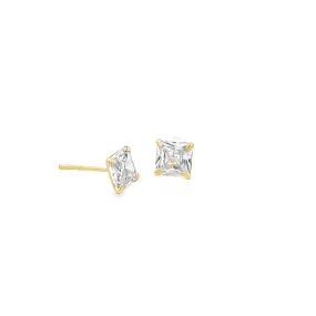 Small CZ Square Stud Earrings