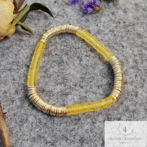 Smooth Lemon Beads Bracelet, Gold Heishi Bead Bracelet, Heishi Bracelet, Heishi Stacking Bracelet, Stretchable Bracelet, Christmas Gifts