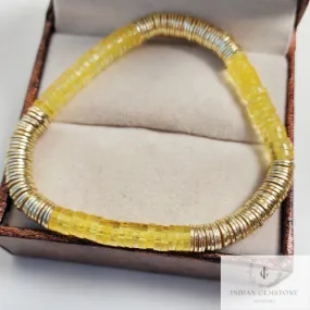 Smooth Lemon Beads Bracelet, Gold Heishi Bead Bracelet, Heishi Bracelet, Heishi Stacking Bracelet, Stretchable Bracelet, Christmas Gifts