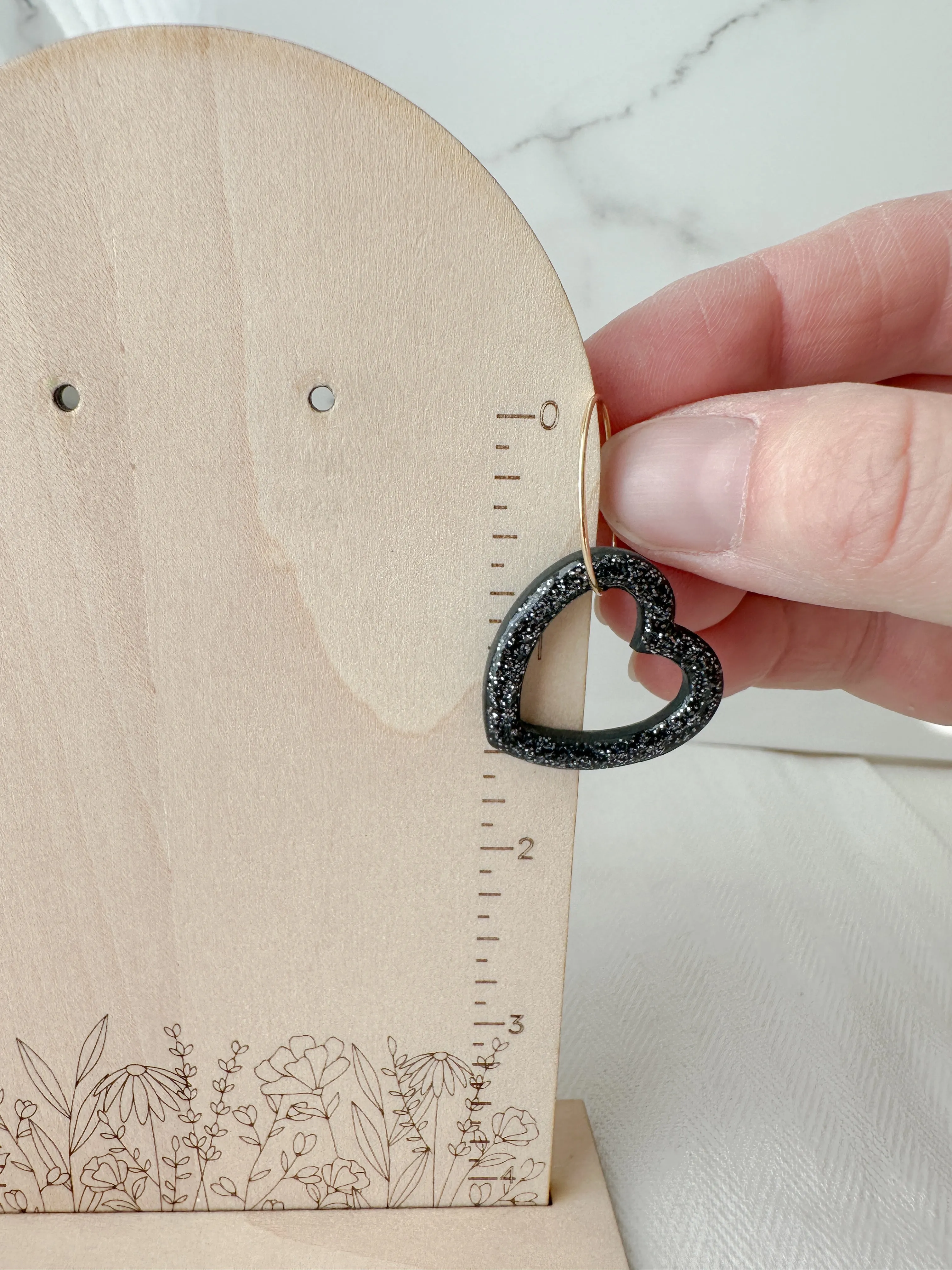 Sparkly Heart Hoop Dangle Earrings (four color options)