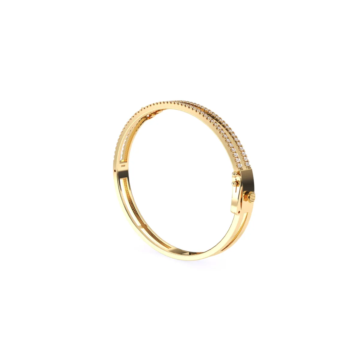 Stackable Two Row Round Diamond Bracelet