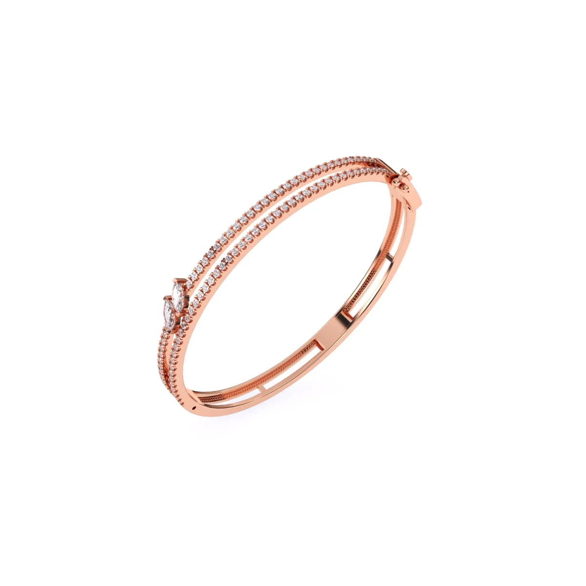 Stackable Two Row Round Diamond Bracelet