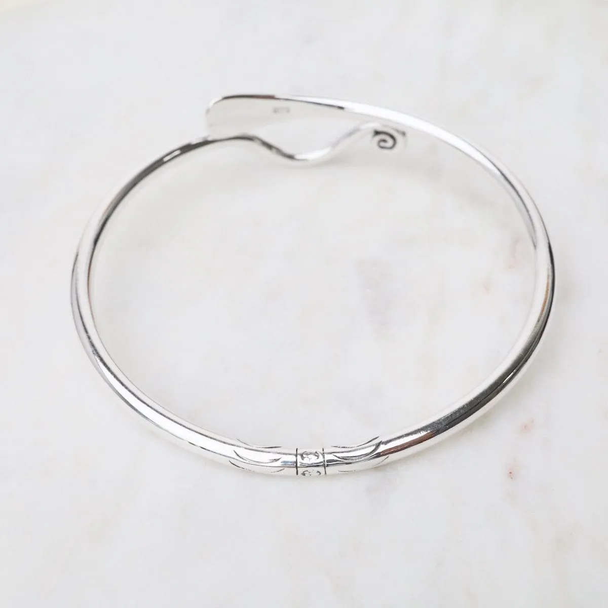 Sterling Silver Bangle with Vine & Leaf