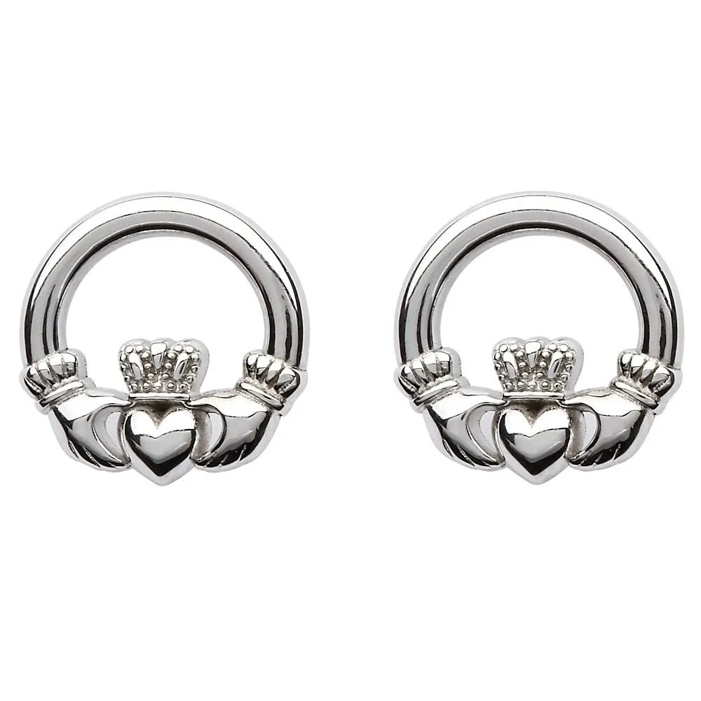Sterling Silver Claddagh Stud Earrings SE2119