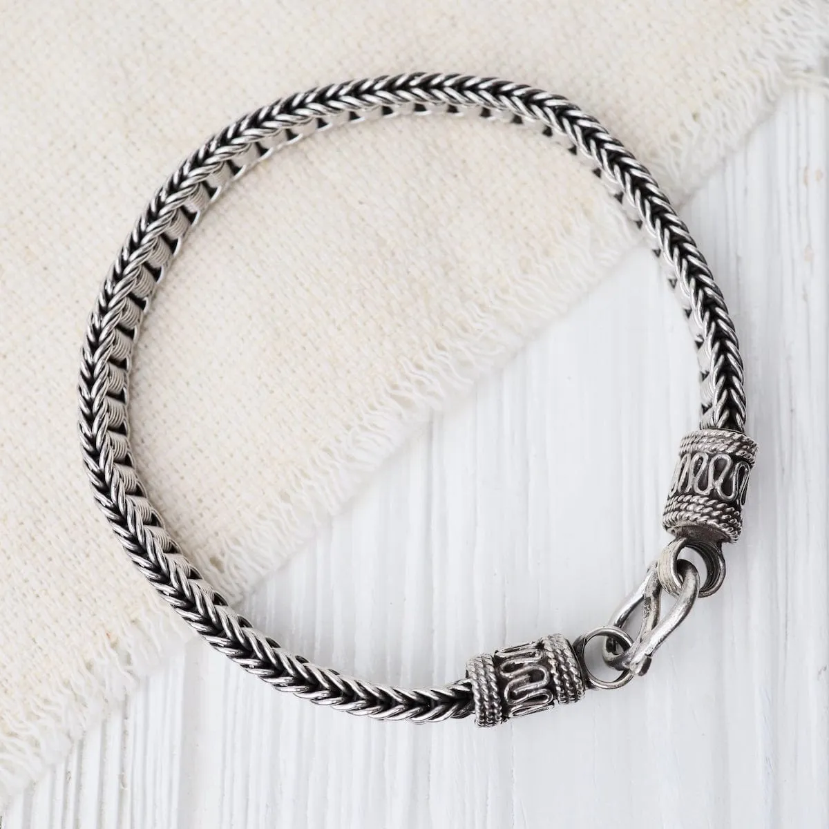 Sterling Silver Coil Woven Bali Chain Bracelet