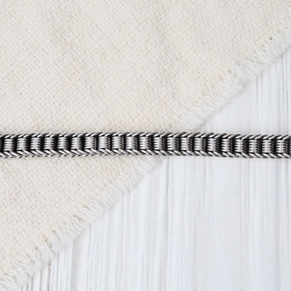 Sterling Silver Coil Woven Bali Chain Bracelet