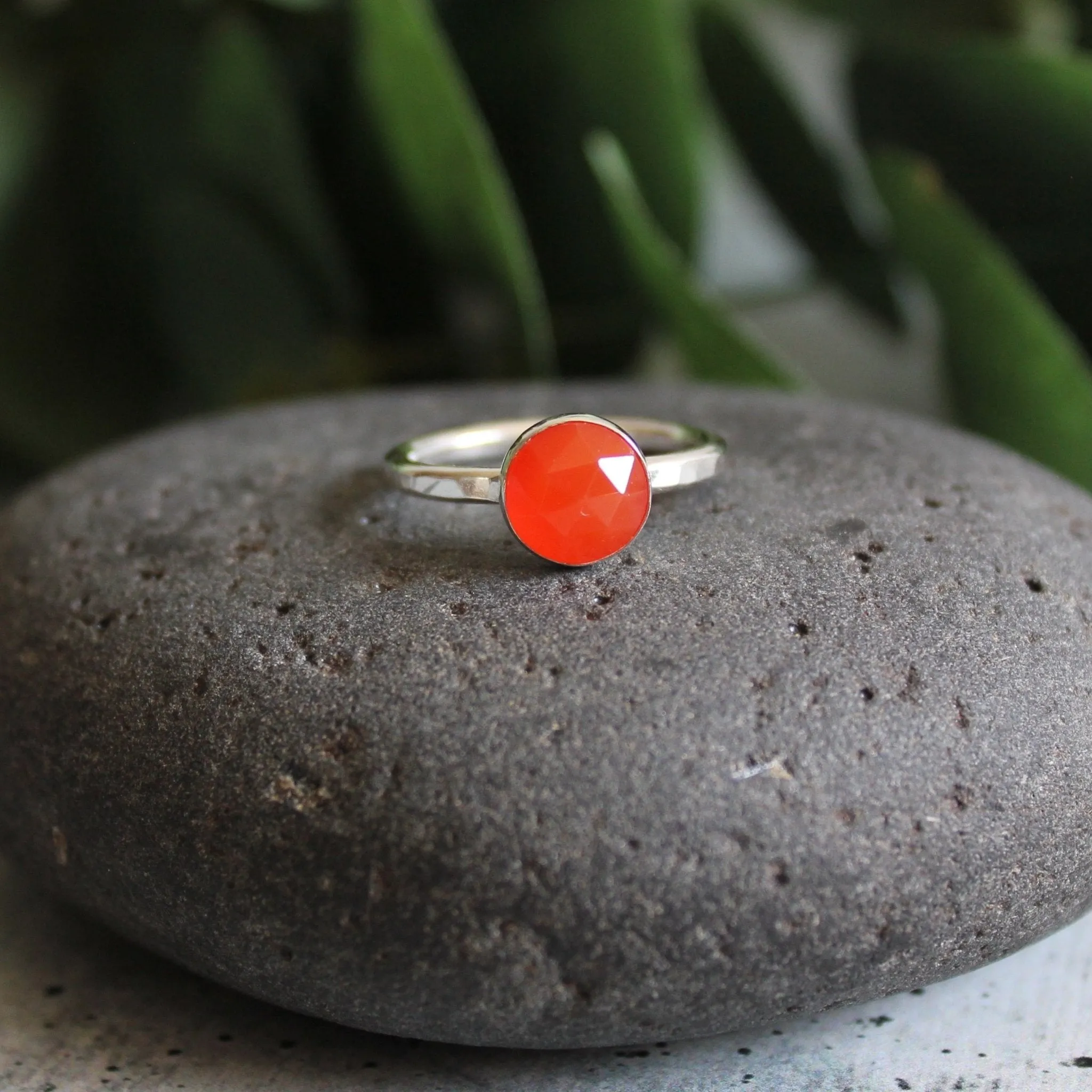 Sterling Silver Orange Carnelian Stacking Ring