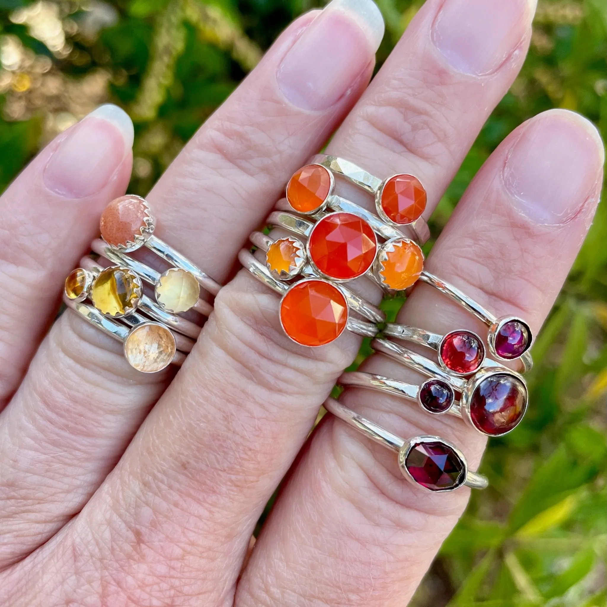 Sterling Silver Orange Carnelian Stacking Ring