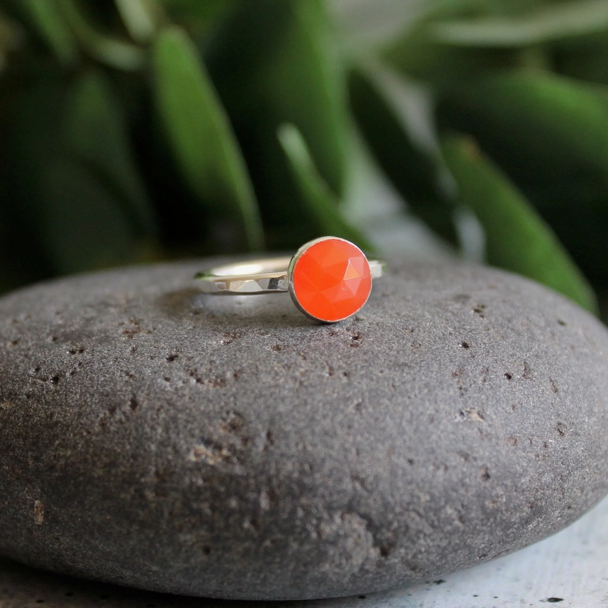 Sterling Silver Orange Carnelian Stacking Ring