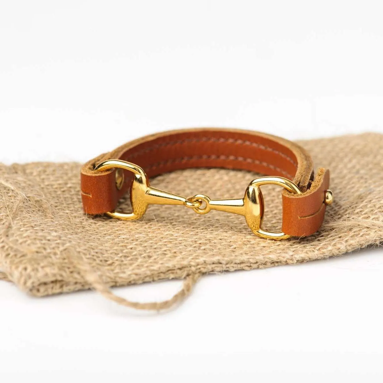 Tan & Brass Buffalo Bit Bracelet