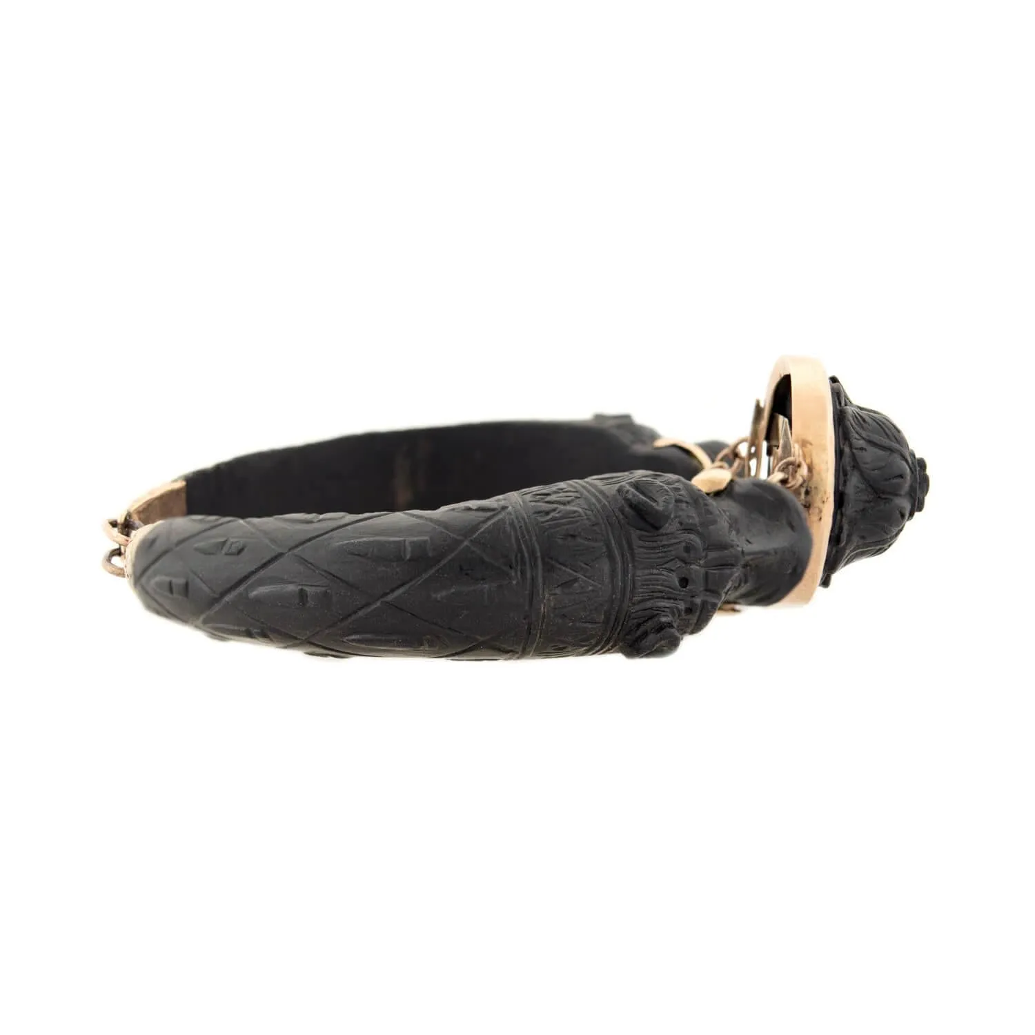 Victorian 14k Gutta Percha Carved Lion Bracelet