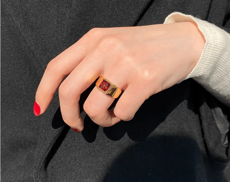Vintage Ruby Chic Exaggerated Stacking Rings