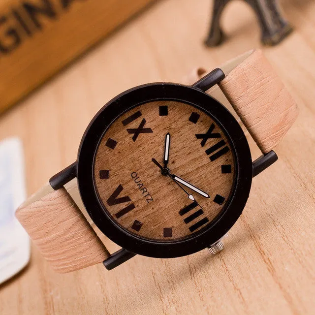 Watch Women Watches Relogio 2017 Fashion wood watch  reloj mujer Leather Roman Numerals Analog Quartz Clock