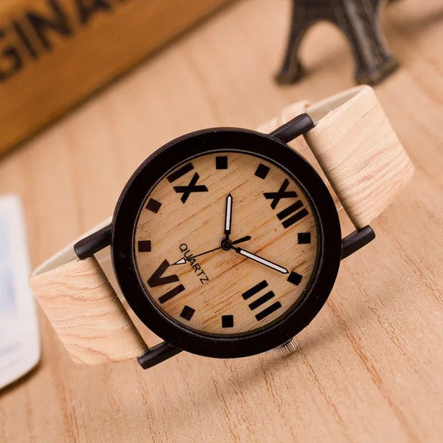 Watch Women Watches Relogio 2017 Fashion wood watch  reloj mujer Leather Roman Numerals Analog Quartz Clock