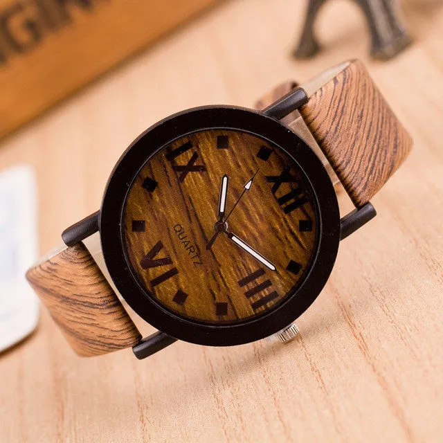Watch Women Watches Relogio 2017 Fashion wood watch  reloj mujer Leather Roman Numerals Analog Quartz Clock