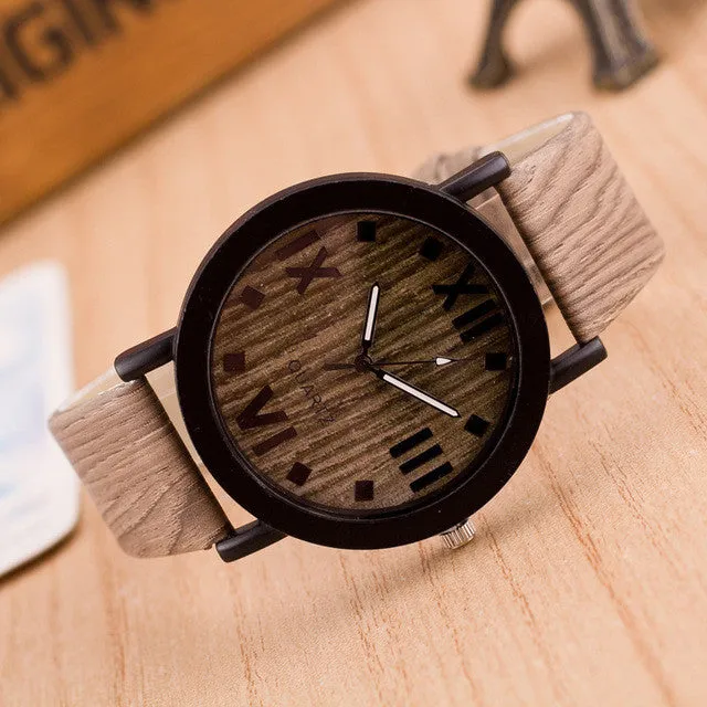 Watch Women Watches Relogio 2017 Fashion wood watch  reloj mujer Leather Roman Numerals Analog Quartz Clock