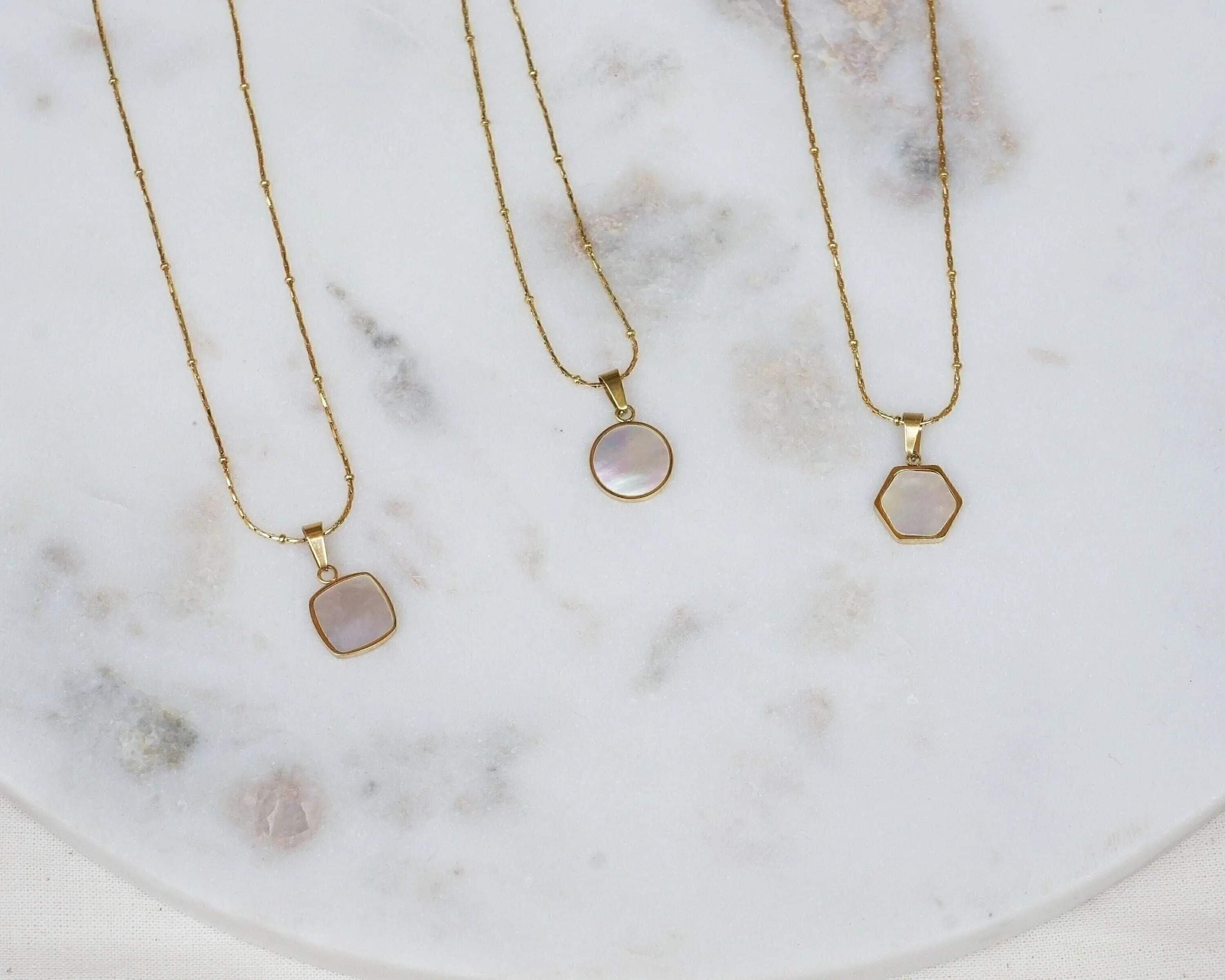 White Shell Geometric Necklace