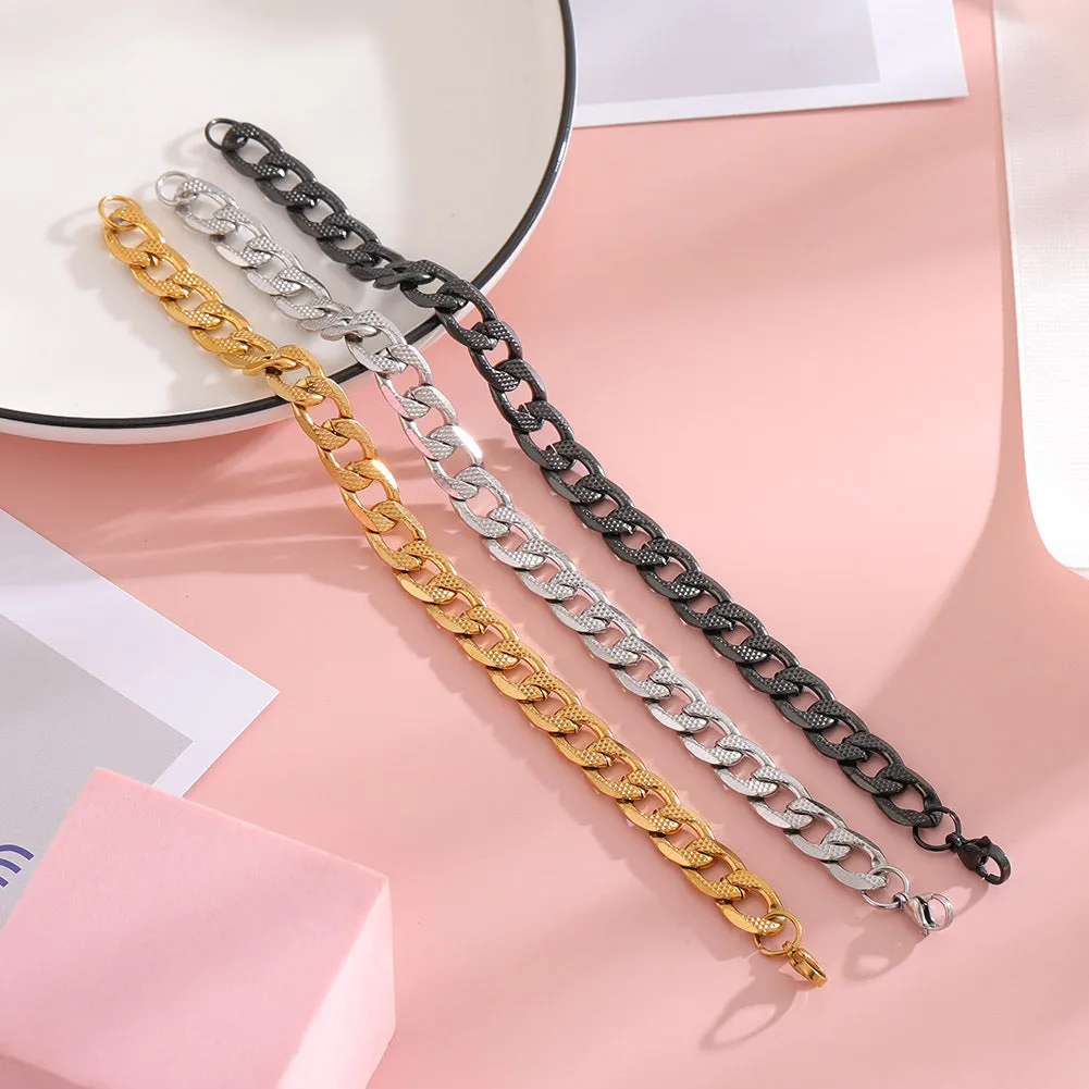 Wholesale Simple Stainless Steel Cuban Chain Bracelets