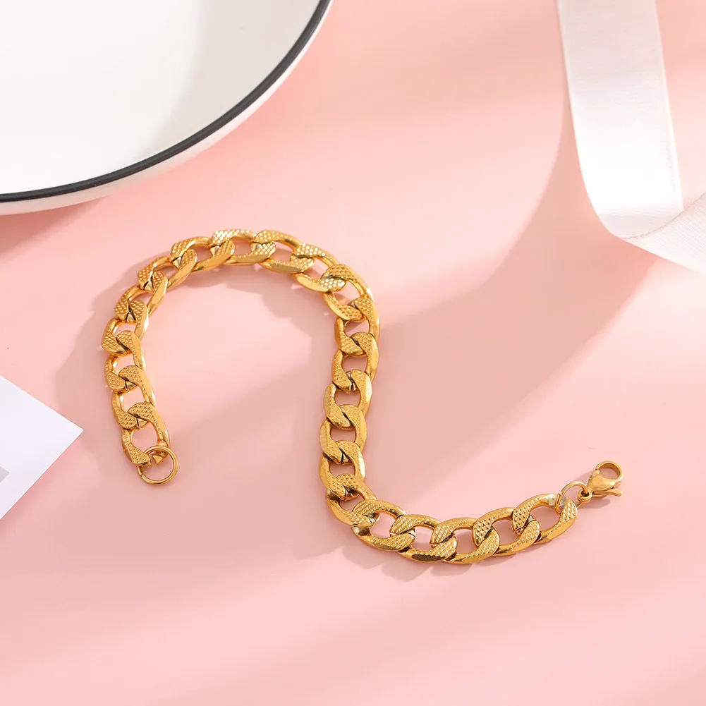 Wholesale Simple Stainless Steel Cuban Chain Bracelets