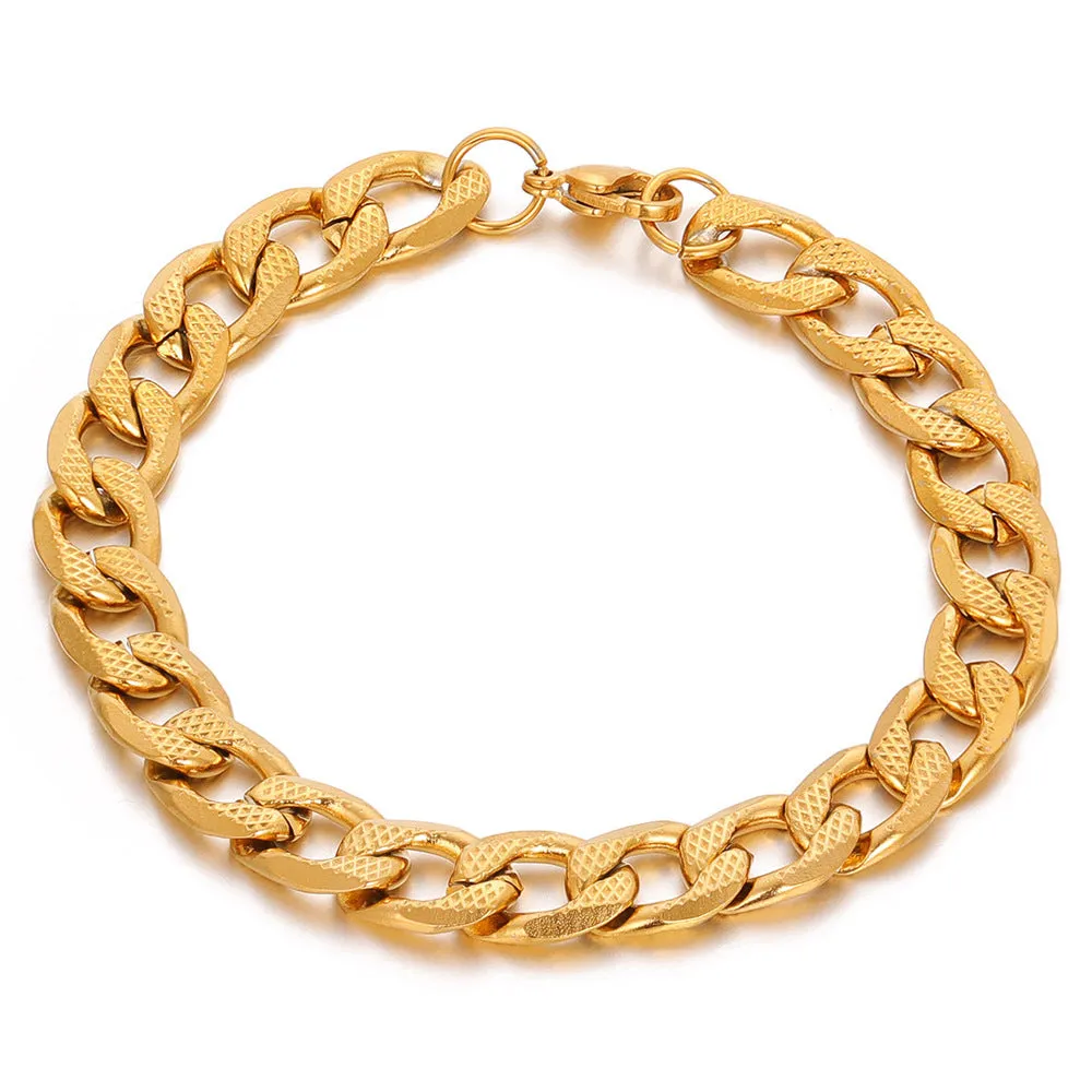 Wholesale Simple Stainless Steel Cuban Chain Bracelets