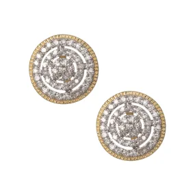 Women's Framed Double Halo Cluster Round Diamond Stud Earrings 0.30ct 10K Yellow Gold