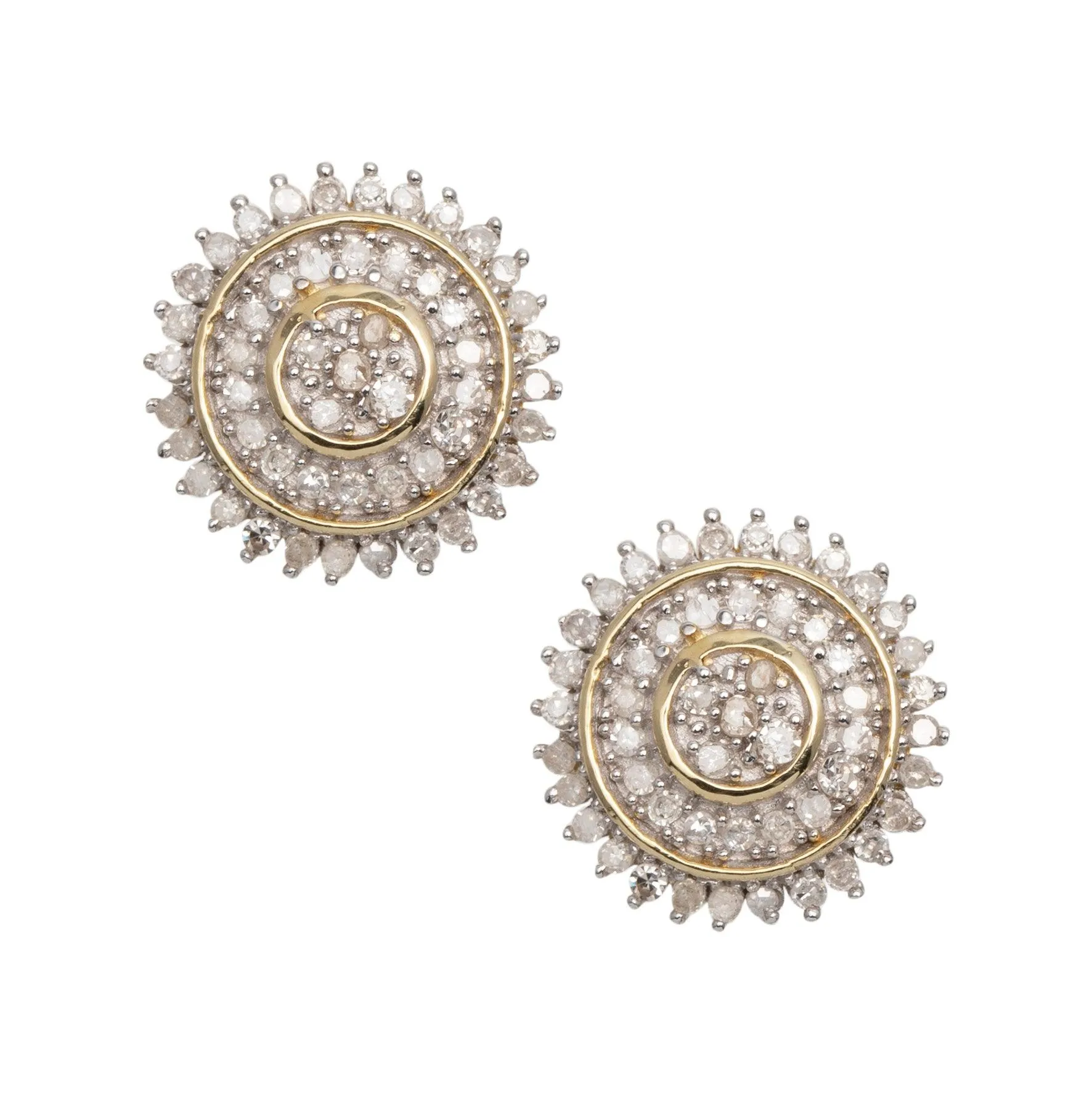 Women's Sunflower Design Micro-Pavé Diamond Stud Earrings 0.33ct 10K Yellow Gold