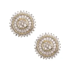 Women's Sunflower Design Micro-Pavé Diamond Stud Earrings 0.33ct 10K Yellow Gold