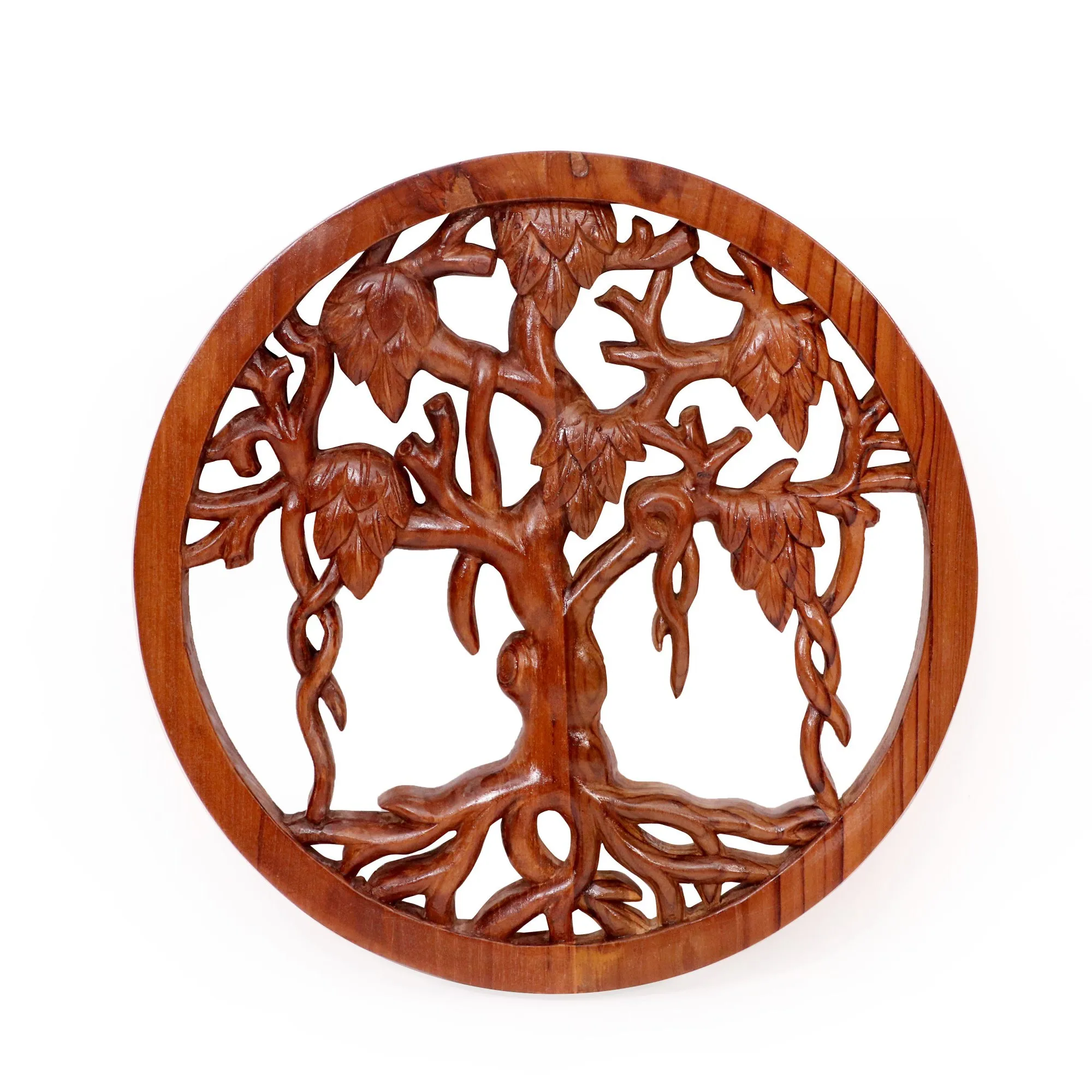Wooden Teak Ring Tree Wall Decor