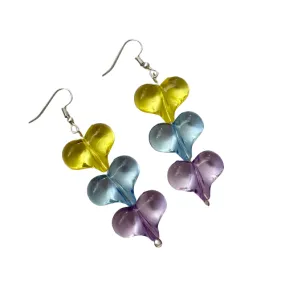Yellow Blue Purple Heart Earrings